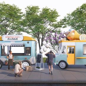 现代移动售货车 早餐推车 小吃推车 夜摊推车 移动挂车 路边摊